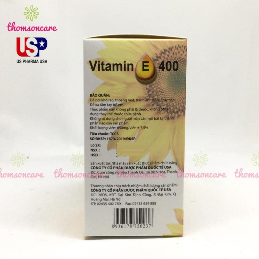 Viên uống Vitamin E 400 iu Giúp làm đẹp da - Hộp 100 viên bổ sung vtm E 400mg ngăn ngừa lão hóa, tốt cho sinh lý