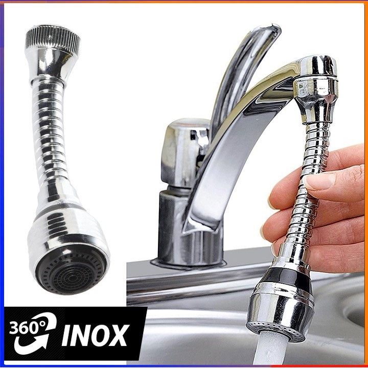 Vòi nước Inox tăng áp bồn rửa chén xoay 360 độ