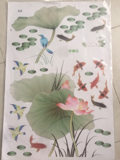 Decal dán tường hoa sen 3d