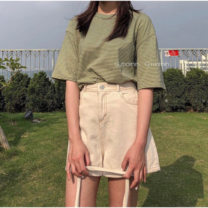 Áo thun kẻ ngang vạt high-low Mazi Ulzzang style  Hàng Quảng Châu