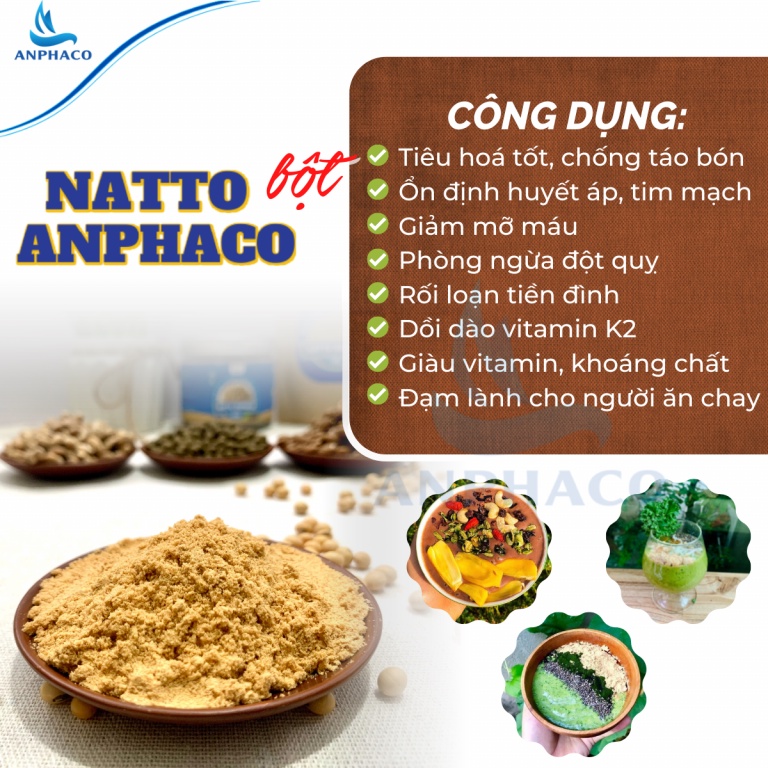 NattoAnphaco - Viên đậu tương lên men Tía tô 220g làm đẹp da, tốt cho tim mạch, hệ tiêu hóa, ngủ ngon giấc, sâu giấc