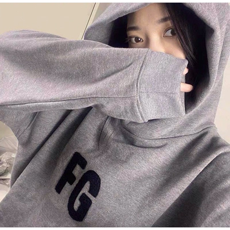 Áo hoodie dài tay nỉ bông thu đông ba màu đen xám trắng cá tính Nhungkudo