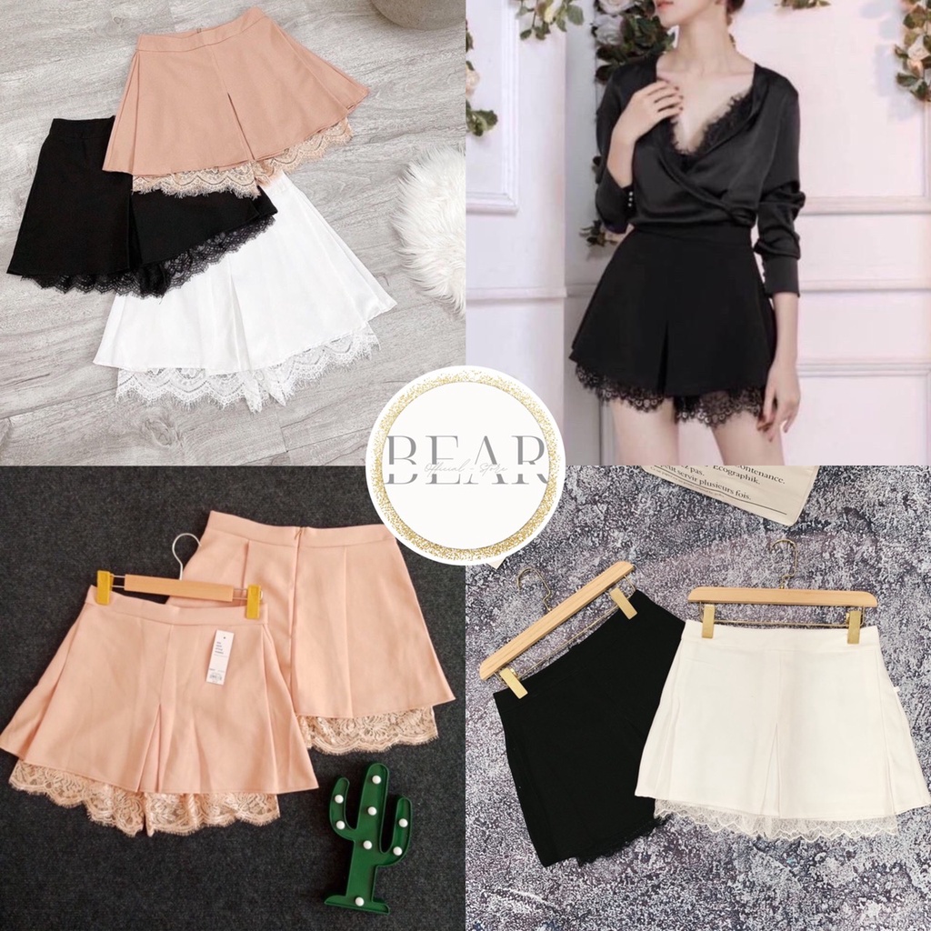 CHÂN VÁY NỮ PHỐI REN - Chân váy chữ A kiểu - CV0047 | bear.story