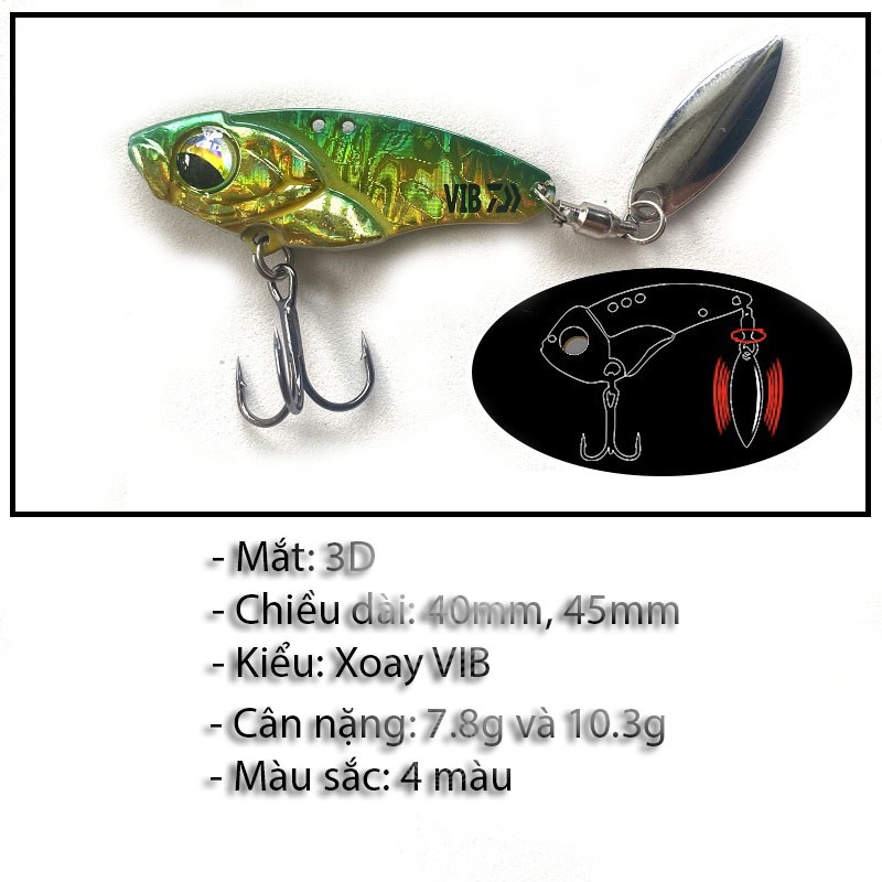 Mồi câu lure Daiwa cá sắt VIB 7.8g, 10.3g chính hãng Daiwa, mồi lure cá lóc, cá chẽm full lưỡi BKK