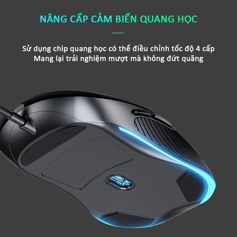 Chuột máy tính chơi game Sidotech Inphic PB1 bản có dây DPI 3600 thiết kế công thái học phù hợp cả gaming và làm việc