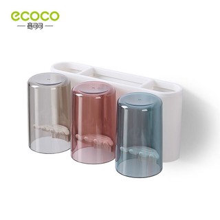 Giá kệ để đồ phòng tắm treo bàn chải đánh răng ECOCO kèm 3 cốc cao cấp, không cần khoan tường 9265