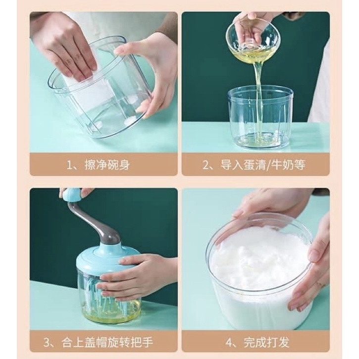Máy Đánh Trứng 4 Đầu Bằng Tay - Máy Đánh Kem/ Bơ/ trứng