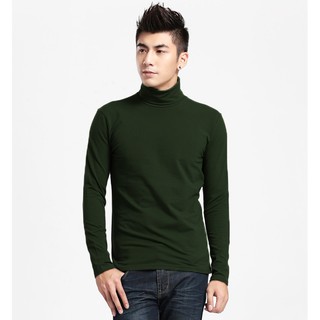 [Chuyên sỉ - lẻ] Áo thun cổ lọ tay dài nam LY01 (xanh rêu)