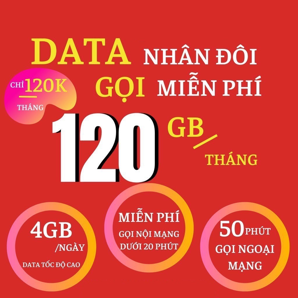 [120GB/Tháng] và miễn phí gọi nội mạng