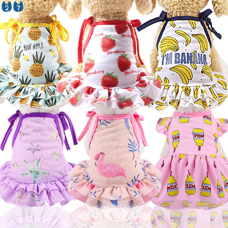 Đầm thun cotton in họa tiết trái cây dễ thương thời trang cho thú cưng
