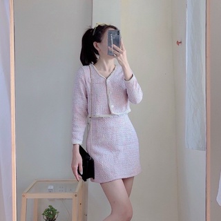 [ HÀNG CÓ SẴN ] SET DẠ TWEED HỒNG