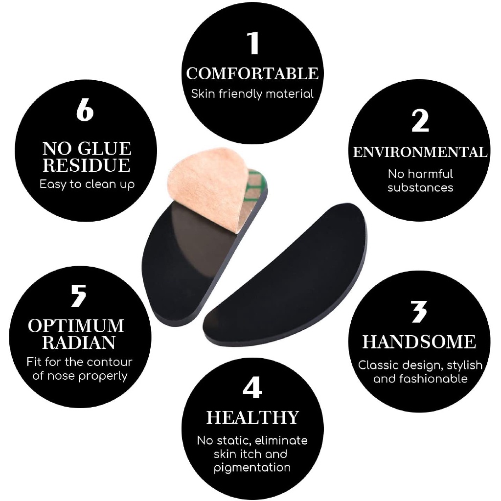 Set 5 Cặp Đệm Mũi / Mắt Kính Bằng Silicon Mềm Tự Dính Thoải Mái Chống Trượt