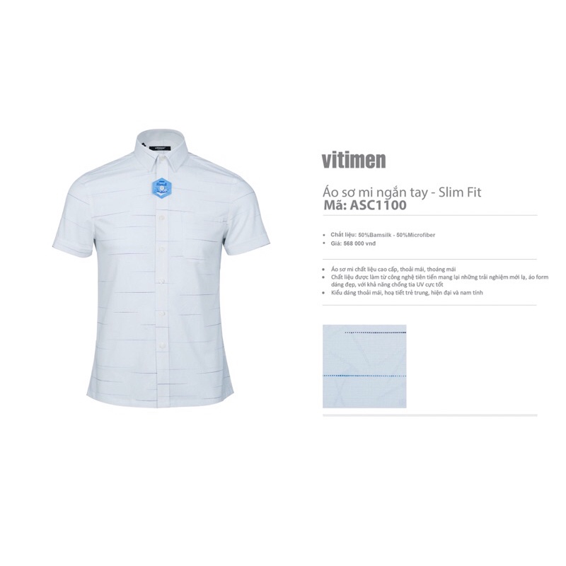 Giảm 10% sơ mi ngắn tay Vitimen