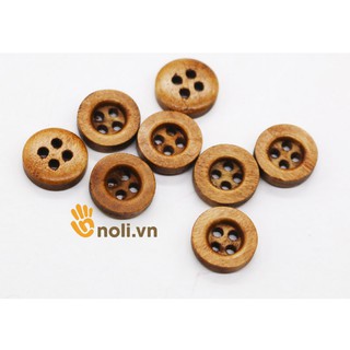 Cúc gỗ nâu vintage 4 lỗ - 12mm (gói 10 cái)