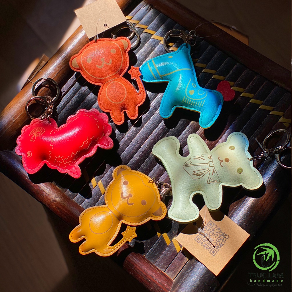 Móc Chìa Khóa Da Thật Hình Các Con Vật Nhồi Bông Ngộ Nghĩnh - Trúc Lâm Handmade