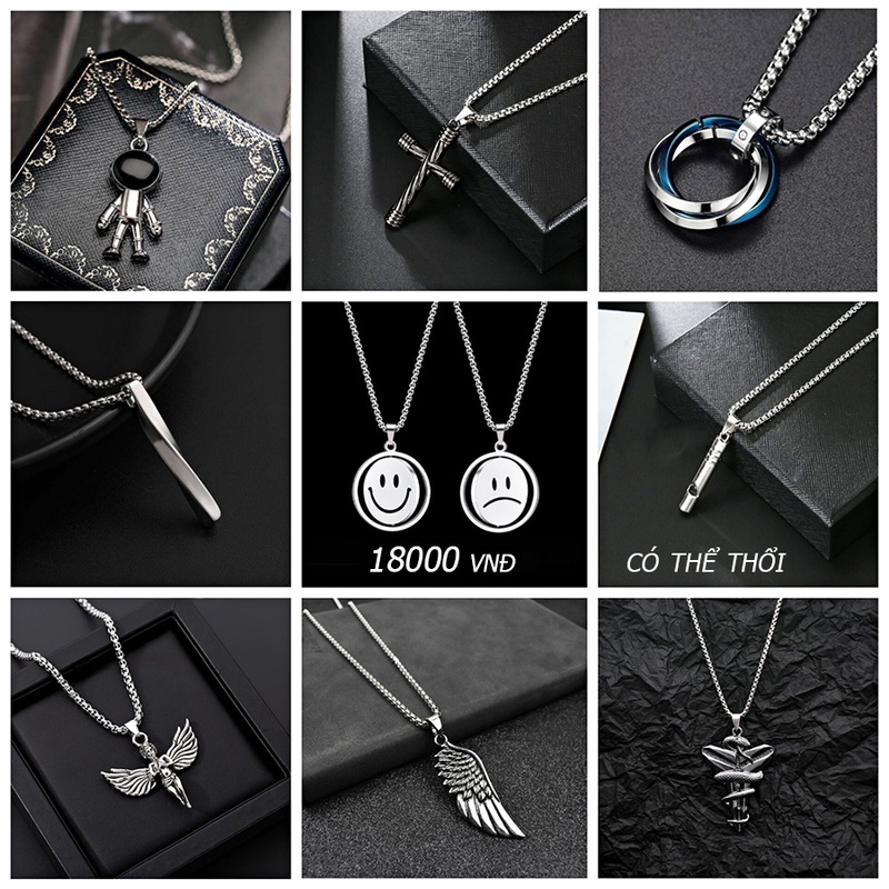 dây chuyền titan nam nữ Hình Mặt Cười Mặt Phi Hành Gia Vòng Cổ Unisex Cá Tính Phong Cách Thời Trang Hip Hop