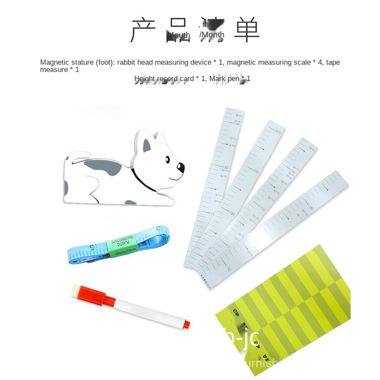 Trẻ em 3D thước đo chiều cao dải từ tính thước đo chiều cao trang trí dán tường