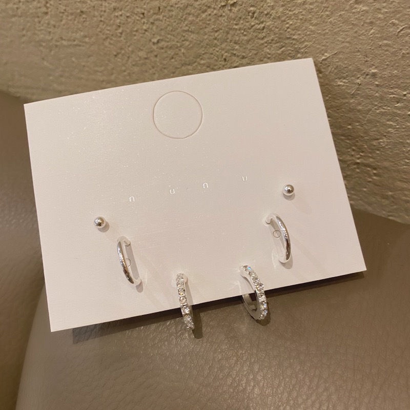 Khuyên Tai Ngọc Set Bông Tai Nữ Bộ Khuyên Tai Xỏ Lỗ Hình Chữ C Đính Đá Kim Cương Không Gây Dị Ứng Thời Trang Cho Nữ
