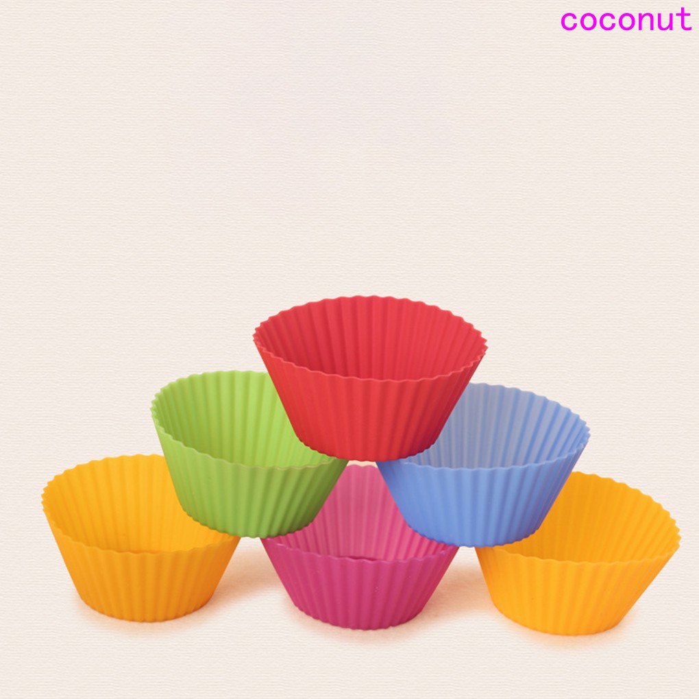 Set 8 Cốc Silicon Làm Bánh Cupcake Nhiều Màu