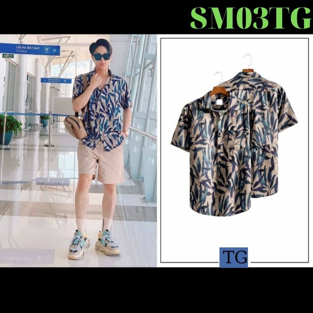 Áo sơ mi nam tenji sm03tj sơ mi nam chất lụa tay ngắn sữa lá trúc cá tính thời trang tenji store 6 (44 - 72KG)