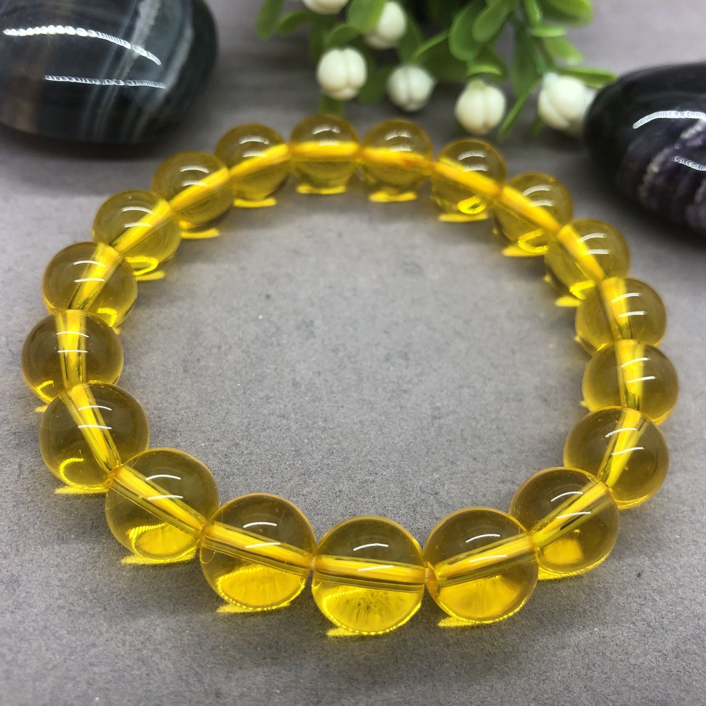 Vòng Tay Chuỗi Hạt Đá Thạch Anh Màu Vàng Kích Thước 6 / 8 / 10 / 12mm