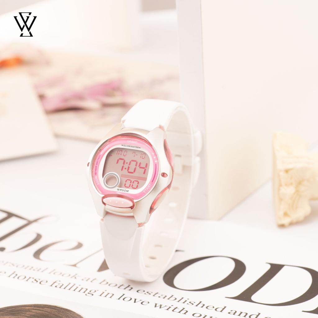 Đồng Hồ Điện Tử Cho Bé Gái Casio WATCHSTORE LW-200-7AVDF Thiết Kế Mặt Kính Tròn 35mm, Dây Và Vỏ Nhựa Bền Bỉ