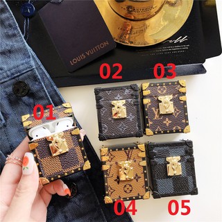 Vỏ Bảo Vệ Hộp Sạc tai nghe không dây Airpods 1 / 2 Pro Bằng Da Họa Tiết Lv Ốp