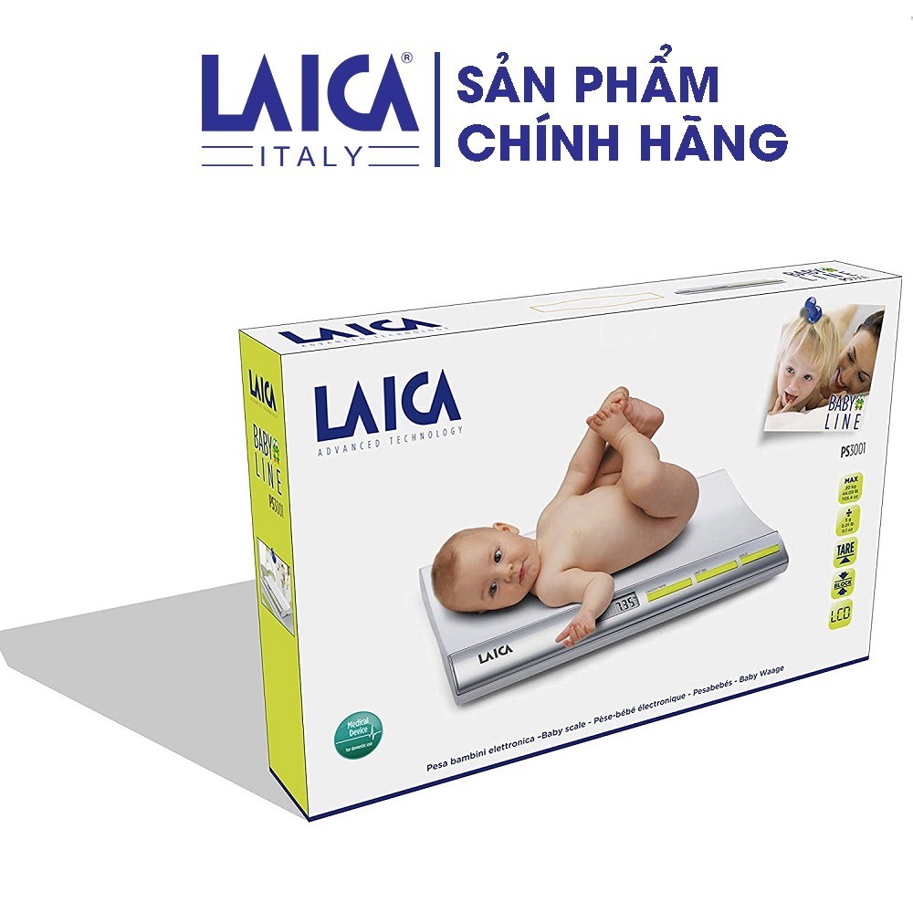 Cân trẻ sơ sinh điện tử LAICA PS3001 - Mức cân tối đa 20 kg - Tối thiểu 200g - Thước đo chiều dài 50cm