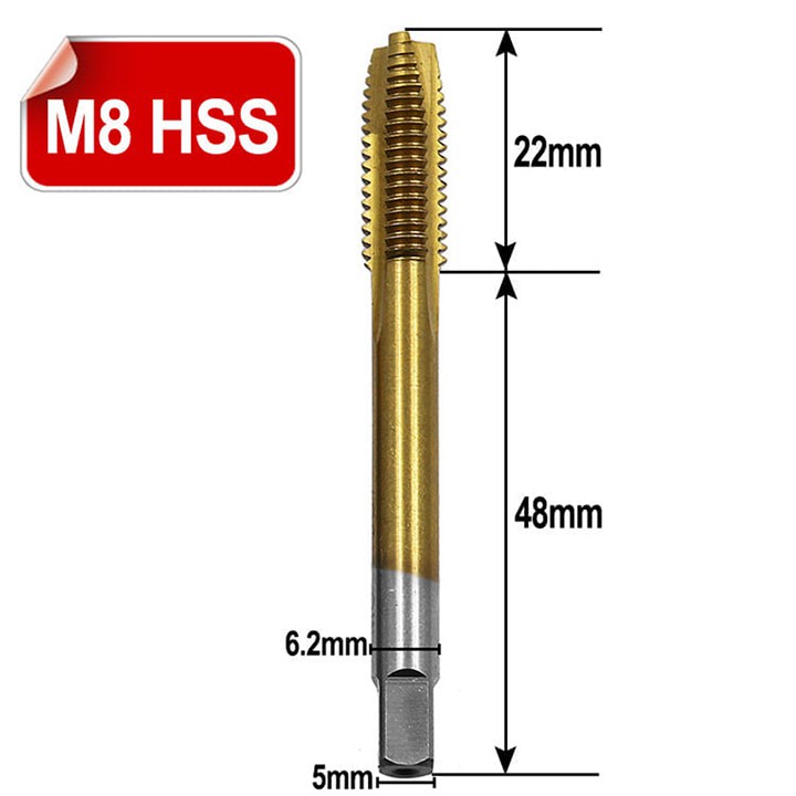 Mũi khoan taro ren ❤️FREESHIP❤️ Mũi taro ren trong M3-M8 phủ Titanium - mũi khoan tạo ren