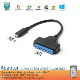 Cáp Adapter chuyển đổi ổ cứng SSD/HDD 2.5  SATA III thành ổ di động kết nối USB 3.1 type C (20 cm)