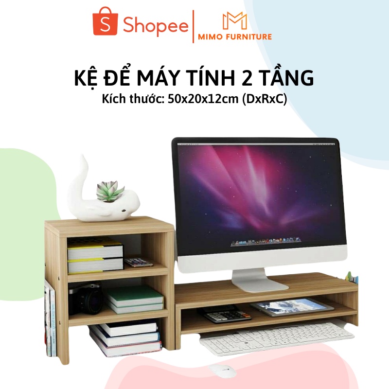 Kệ Máy Tính Gỗ Đa Năng, Giá Để Sách Và Laptop Tiện Ích
