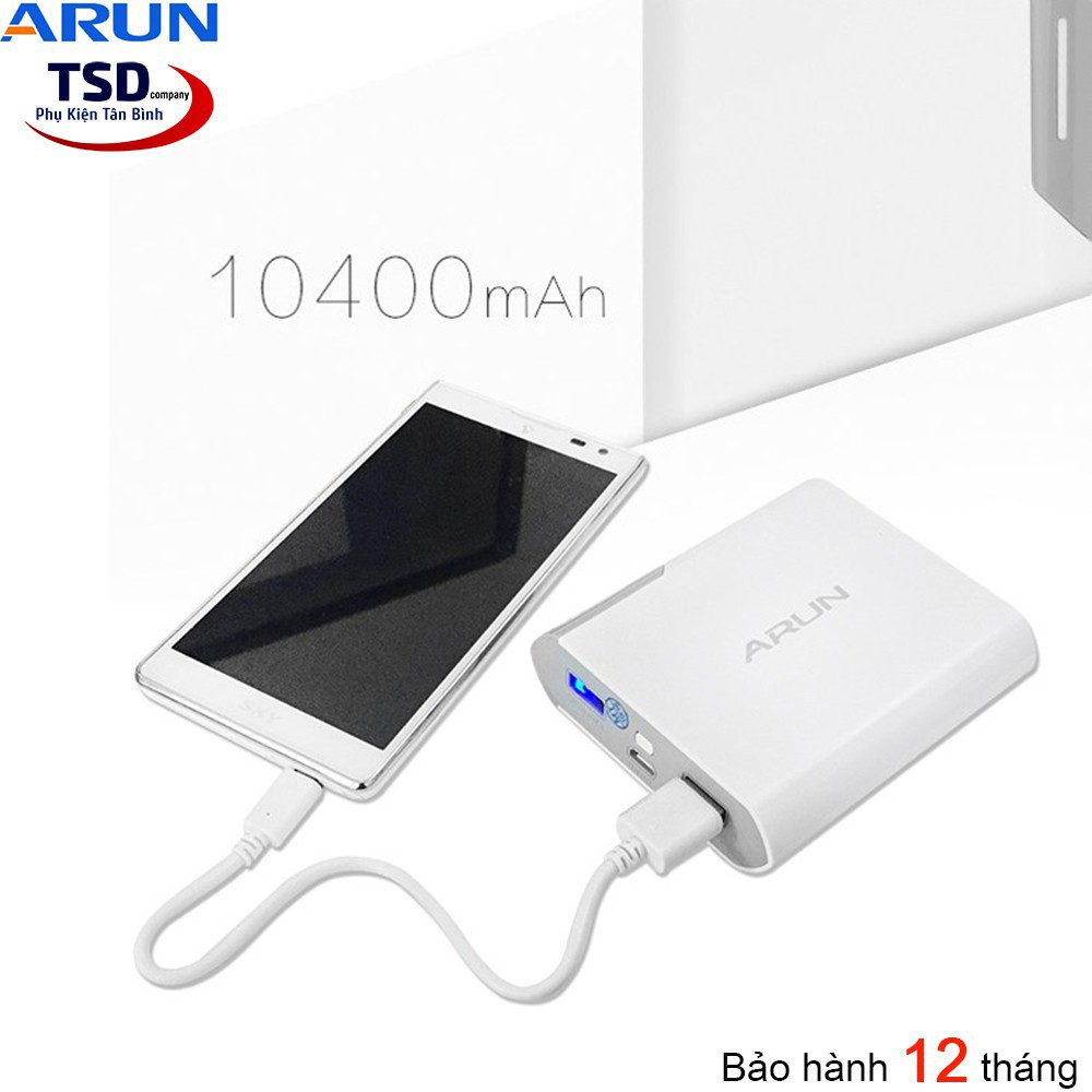 Sạc Dự Phòng ARUN 🔥 FREESHIP 🔥 10400 mAh PIN Dự Phòng Chính Hãng, Sạc 2 Thiết Bị Cùng Lúc