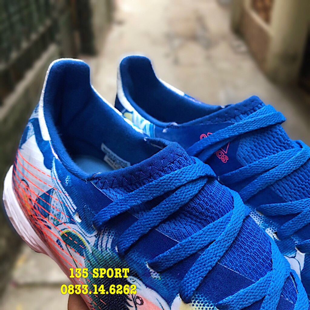 Giày Bóng Đá X Ghosted .3 TF Tsubasa - Xanh Hoàng Gia/Cam/Trắng