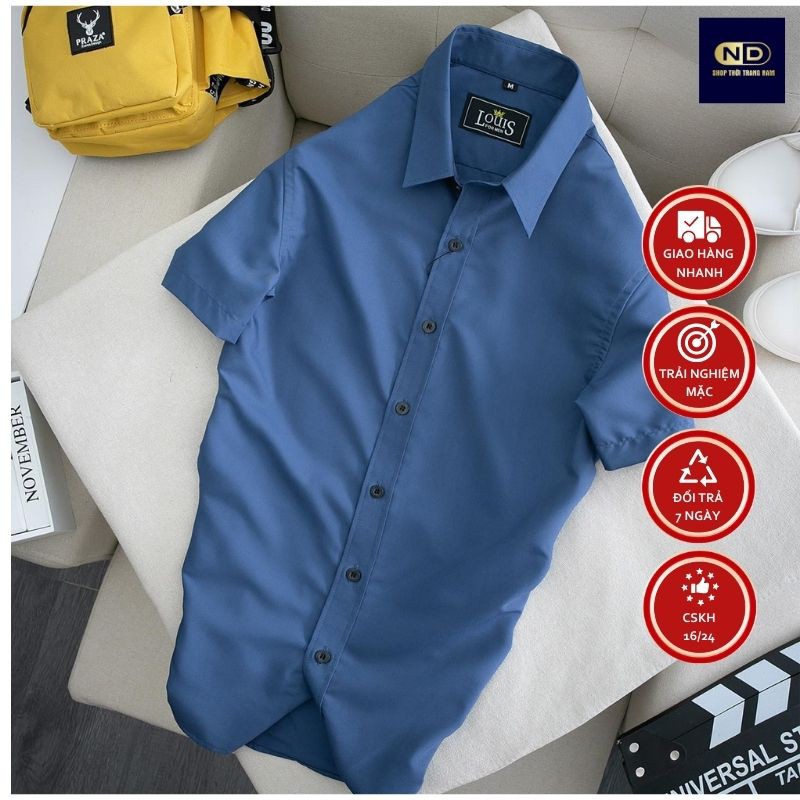 áo sơ mi nam tay ngắn - áo sơ mi chất liệu cotton - áo nam ngắn tay phù hợp nơi công sở | BigBuy360 - bigbuy360.vn