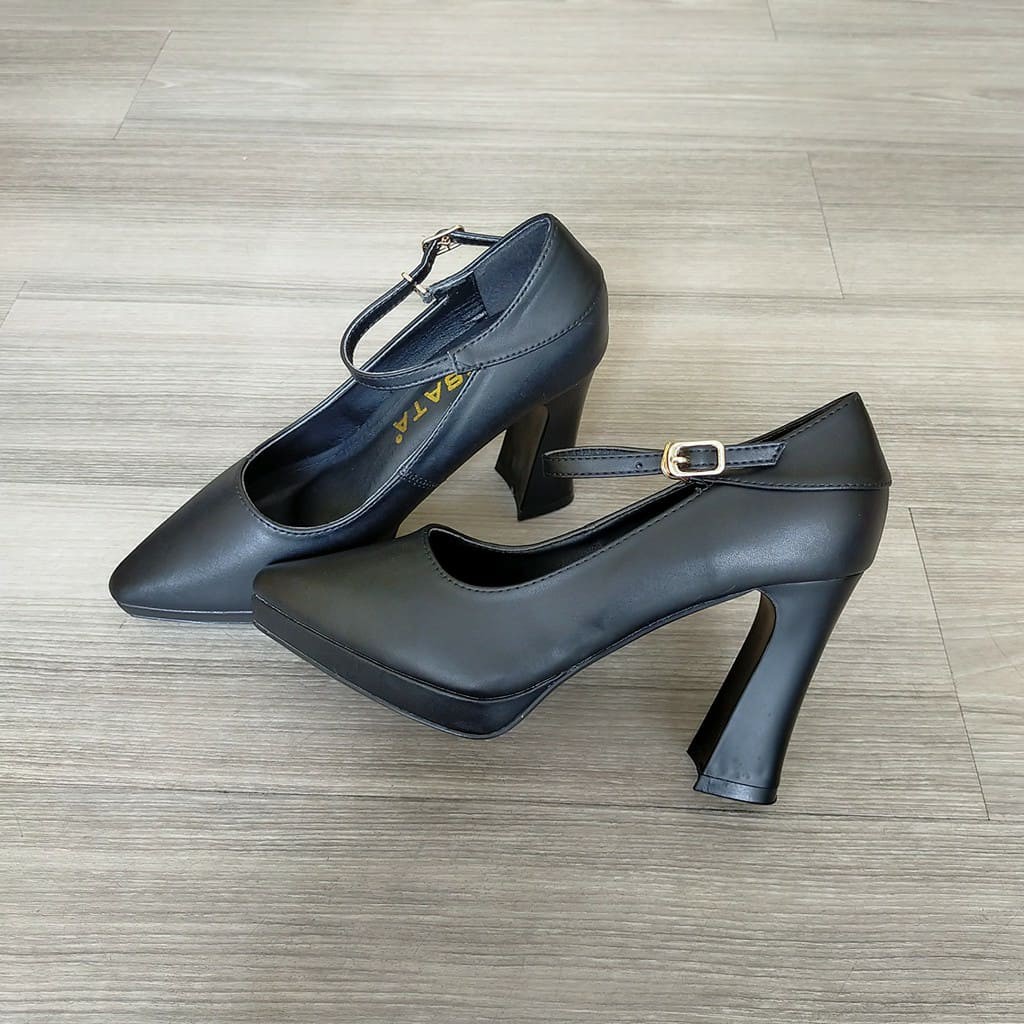 Giày sandal nữ cao gót 8p hàng hiệu rosata hai màu đen đỏ ro310