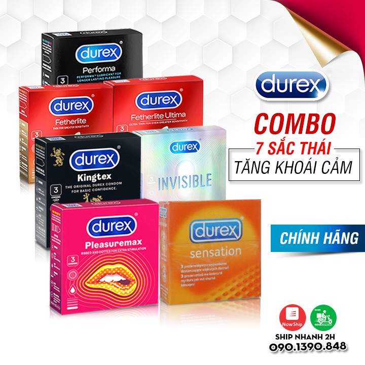 [Che Tên Sp] Bao Cao Su Durex Hộp 3 Cái - Đủ Loại Kéo Dài Thời Gian Qh & Tăng Khoái Cảm - Bcs Chất Lượng Bán Chạy Nhất