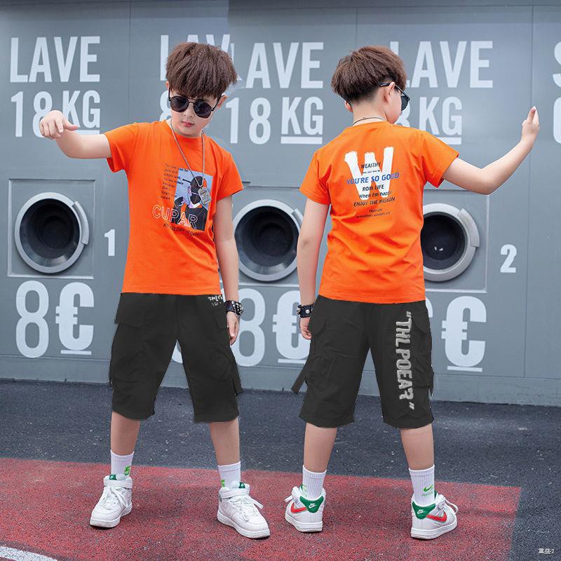 Bộ quần áo trẻ em mùa hè 2021 bé trai mới 6 8 ngắn tay Hàn Quốc 12 đùi hai mảnh 15 tuổi