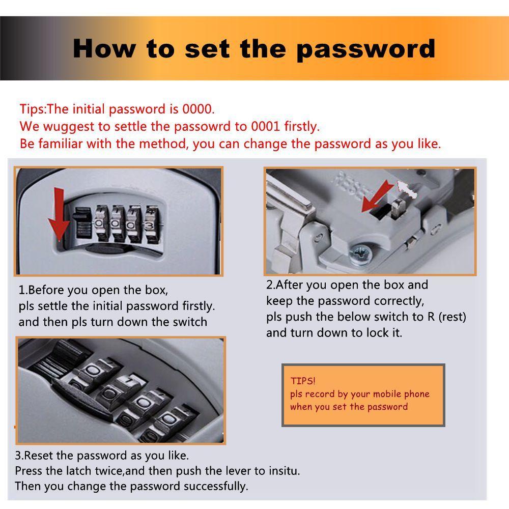 PINEVN Ổ Khóa Gắn Tường Kết Hợp Mật Khẩu Bằng Hợp Kim Kẽm