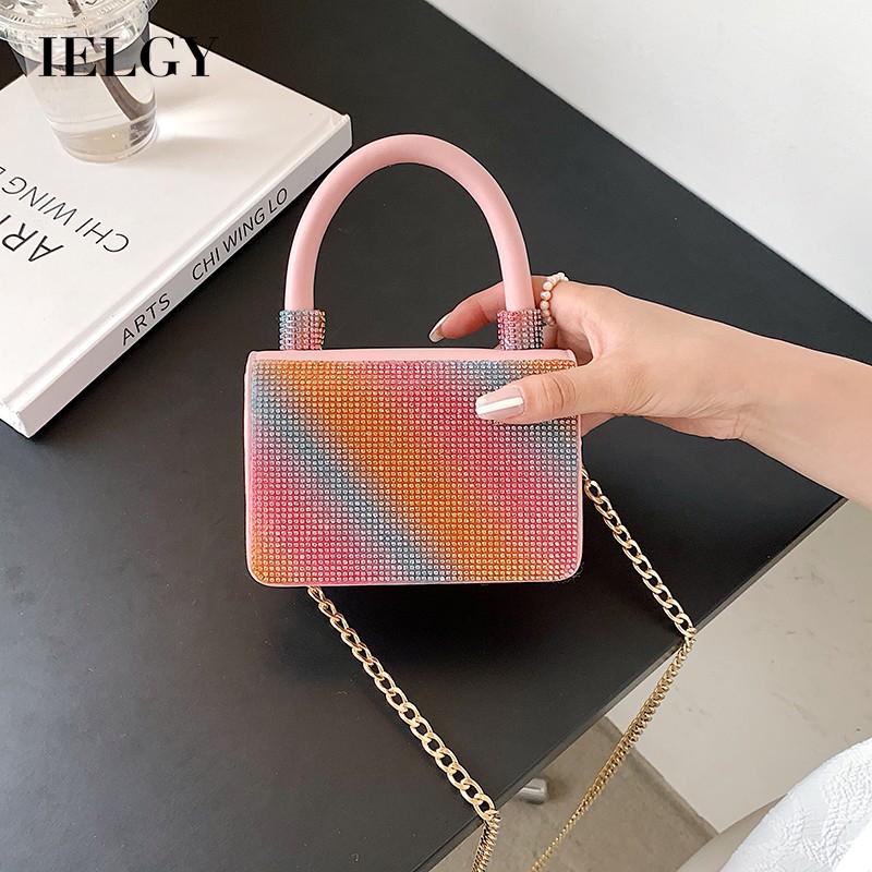 Túi Đeo Vai Hình Vuông Nhỏ Màu gradient Đính Kim Cương Giả Phong Cách Hàn Quốc Cho Nữ