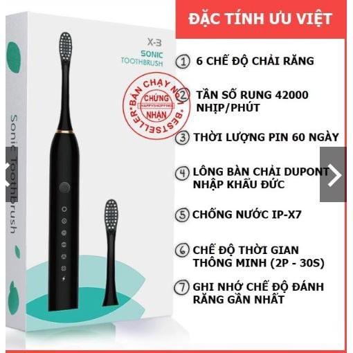 Bàn chải điện Sonic X3 cao cấp Bulla