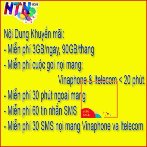 Sim 4G itel gói may💝 gọi vina miễn phí, lên mạng miễn phí 90gb giống gói 💝vina vd89