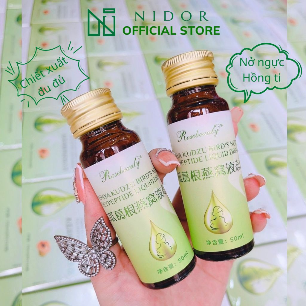 [Chính Hãng] Nước uống Yến Rosebeauty xanh nở ngực từ đu đủ - Papaya Pueraria Bird's Nest Peptide Liquid Drink