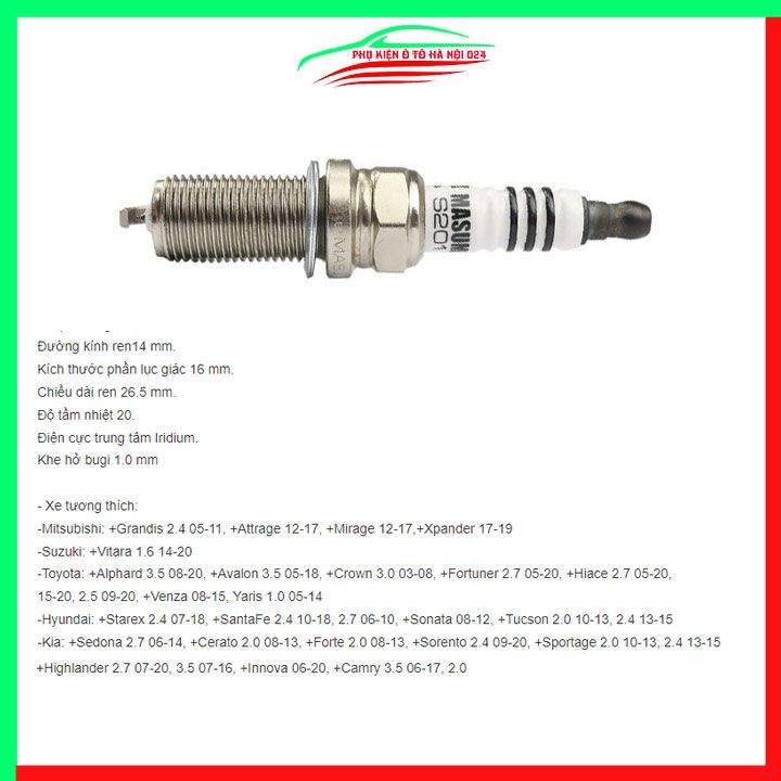 Bugi IRIDIUM IKH20 MASUMA S201 Tucson 2010-2012, Santafe 2010-2015, Sorento 2010-2014
