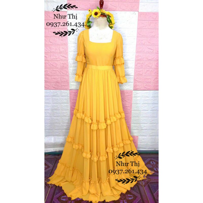 (miễn phí chỉnh váy) maxi boho hở lưng váy xòe viền bèo du lịch chụp hình thời trang sống ảo đà lạt hoa thiết kế | BigBuy360 - bigbuy360.vn