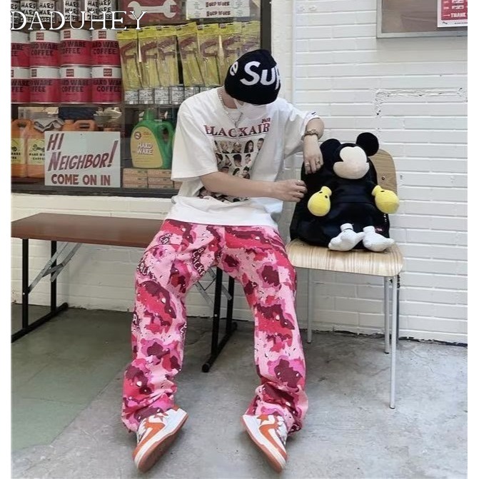 Quần Dài Dáng Rộng Nhiều Túi Họa Tiết Rằn Ri Thời Trang Mùa Thu Cho Nam Và Nữ Daduhey