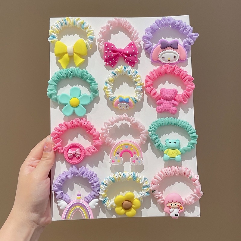 Dây Buộc Tóc Cao Su Co Giãn Không Đau Họa Tiết Hoạt Hình Phong Cách Hàn Quốc Cho Bé