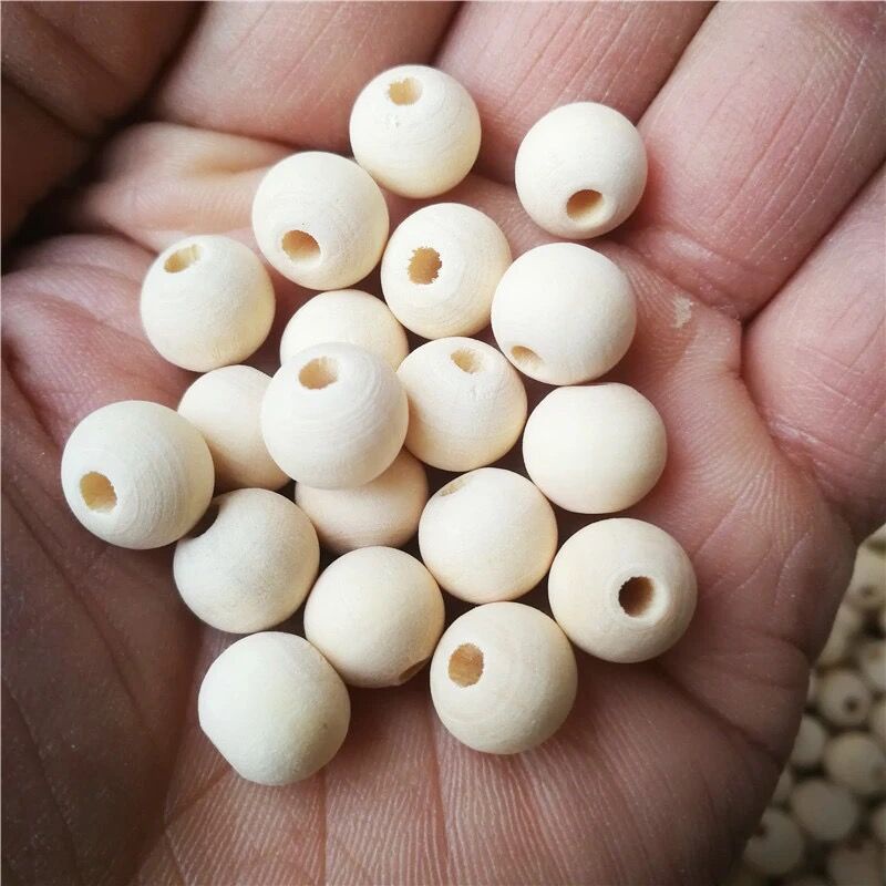 Hạt gỗ màu - mộc có lỗ xỏ size 12mm - Túi 30g