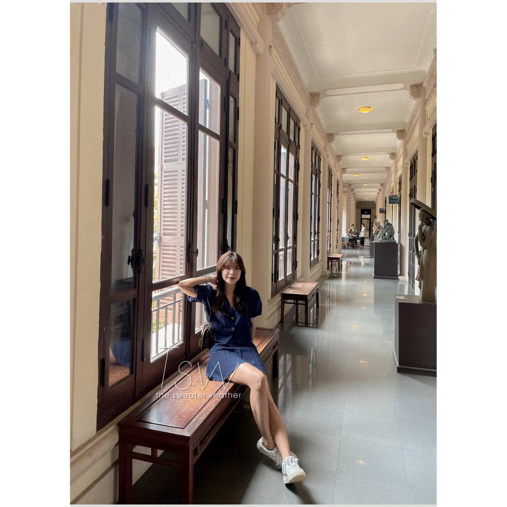 Set sơ mi tiểu thư tay phồng chân váy A ngắn thô đũi (Ảnh thật) | BigBuy360 - bigbuy360.vn