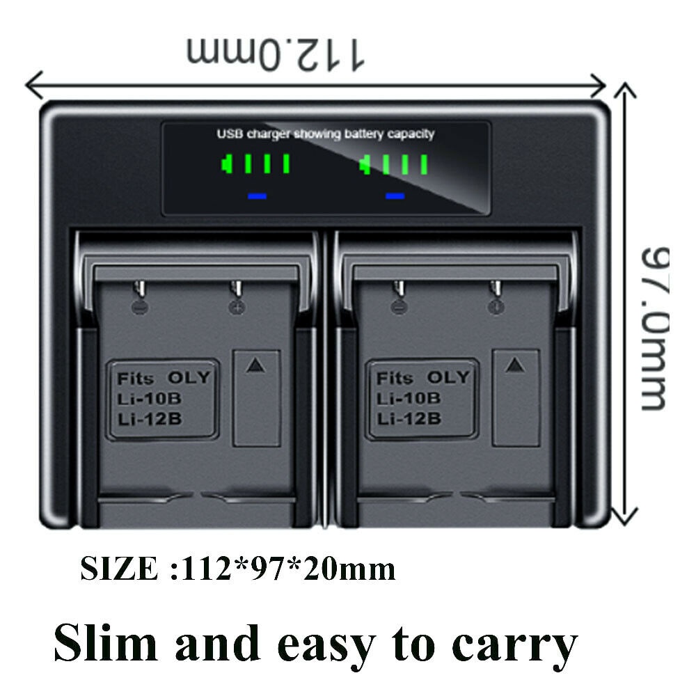 Bộ Sạc Pin Kép Cho OLYMPUS LI-10B 12B LI-10C - 10CN MJU 10 15 20 25 30 40