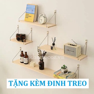 Kệ gỗ thông treo tường trang trí Hàn Quốc, gỗ thông nguyên miếng Newzealand, móc sắt treo sơn tĩnh điện